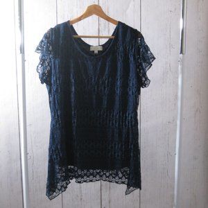 New w/Tags Navy Blue Lace Tunic